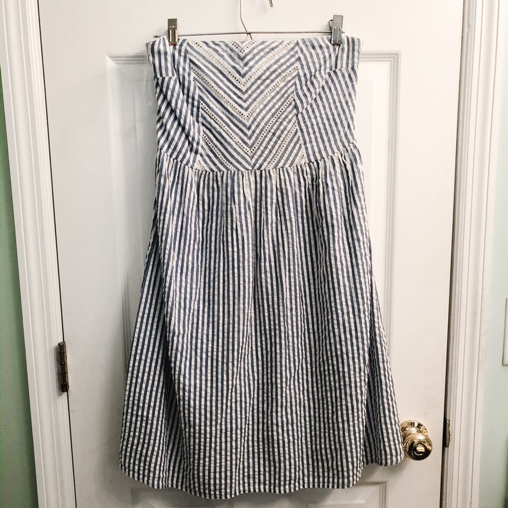 Seersucker Strapless Dress
